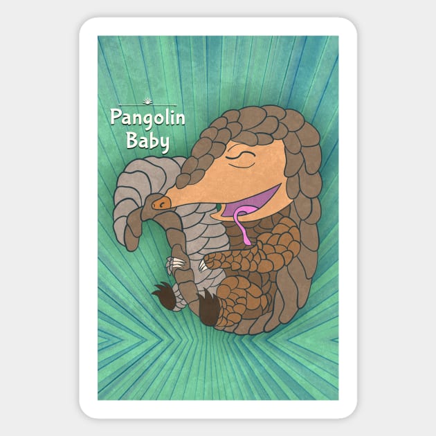 Cute Baby Pangolin Hugging Its Own Tail Sticker by ShawnBallardDesigns